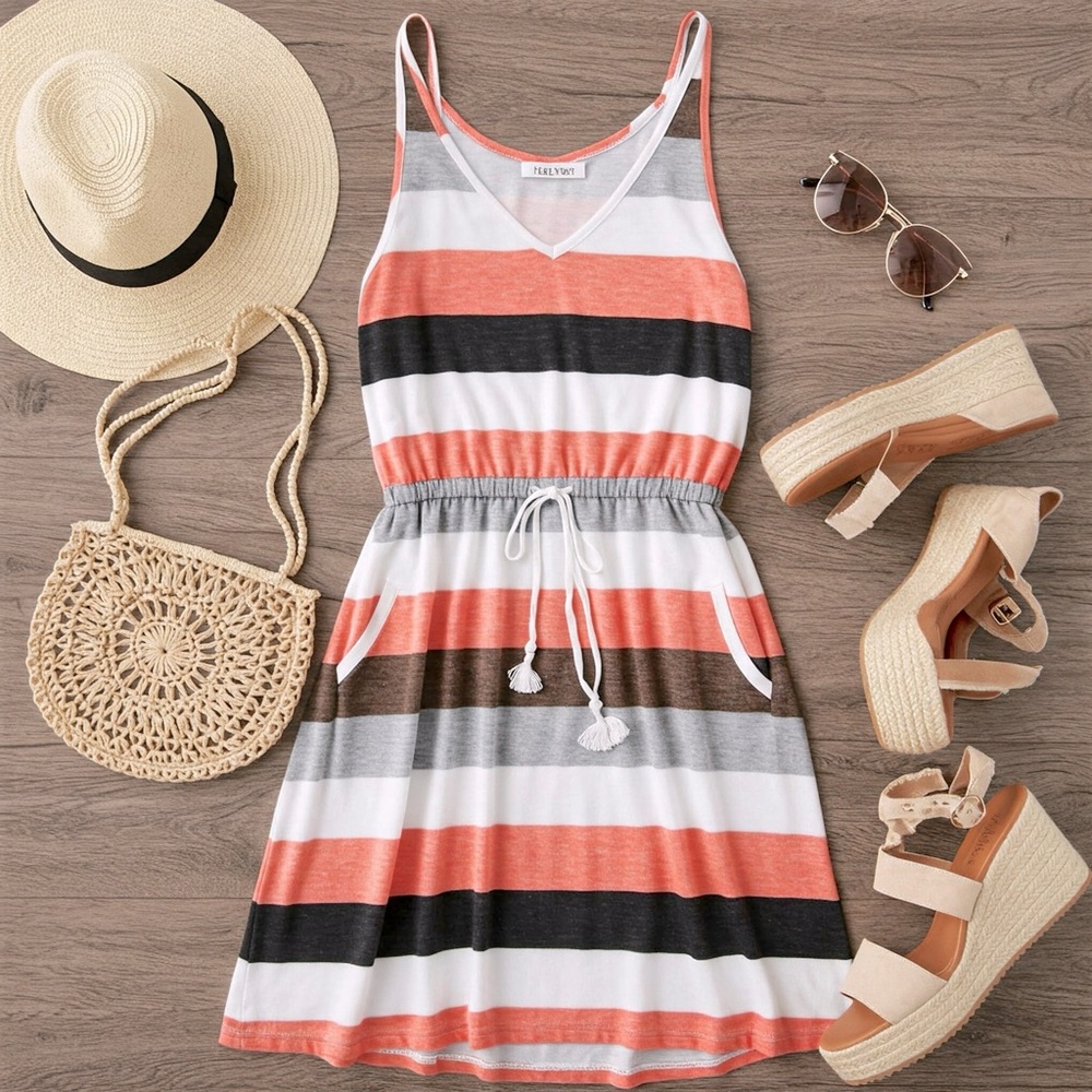 NIKE Stripped Dress w/ Pockets